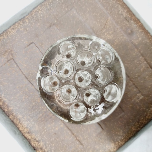 Vintage Handblown Clear Glass Flower Frog Footed Floral Arrangements - Picture 7 of 14